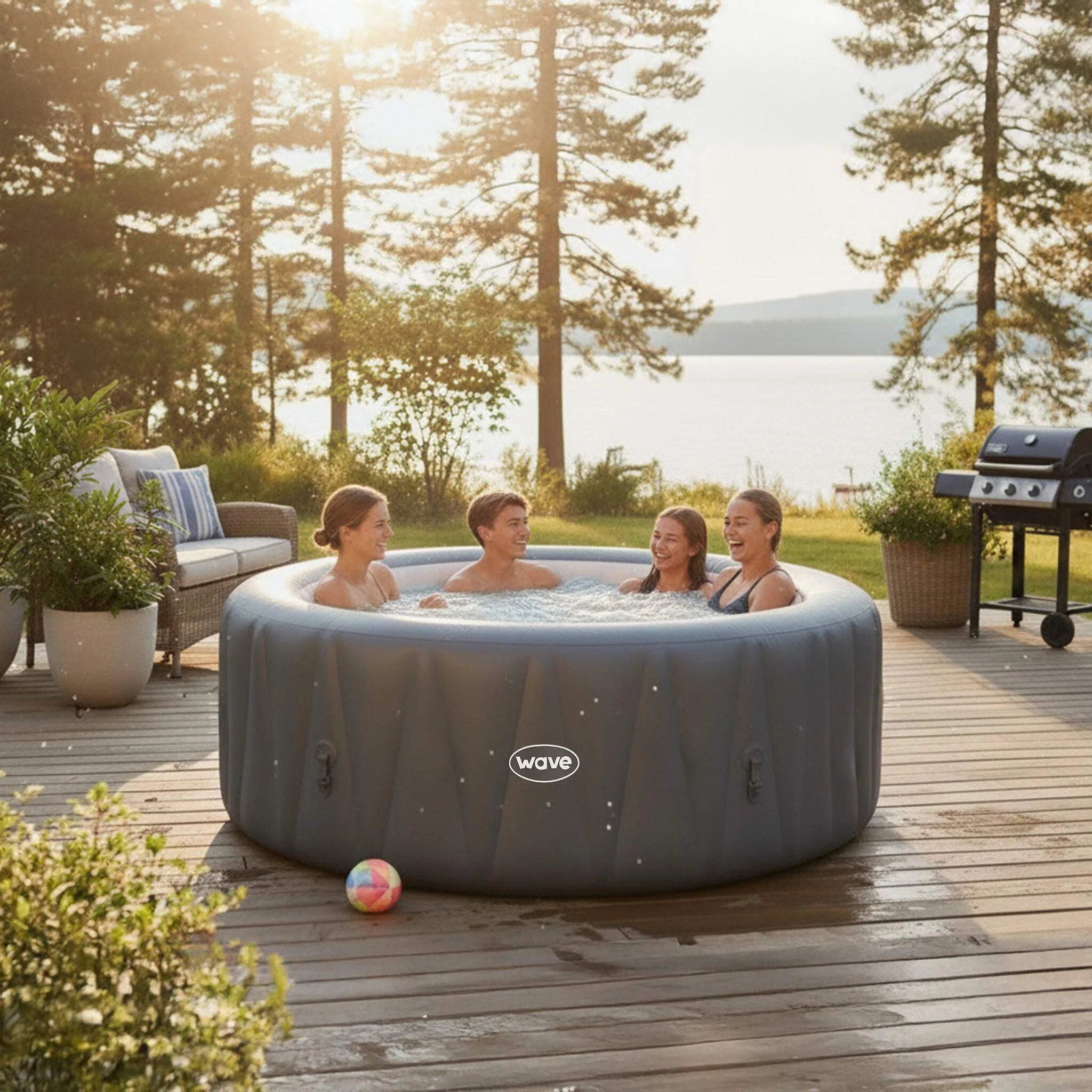 Atlantic 6 Person round Inflatable Hot Tub, Navy