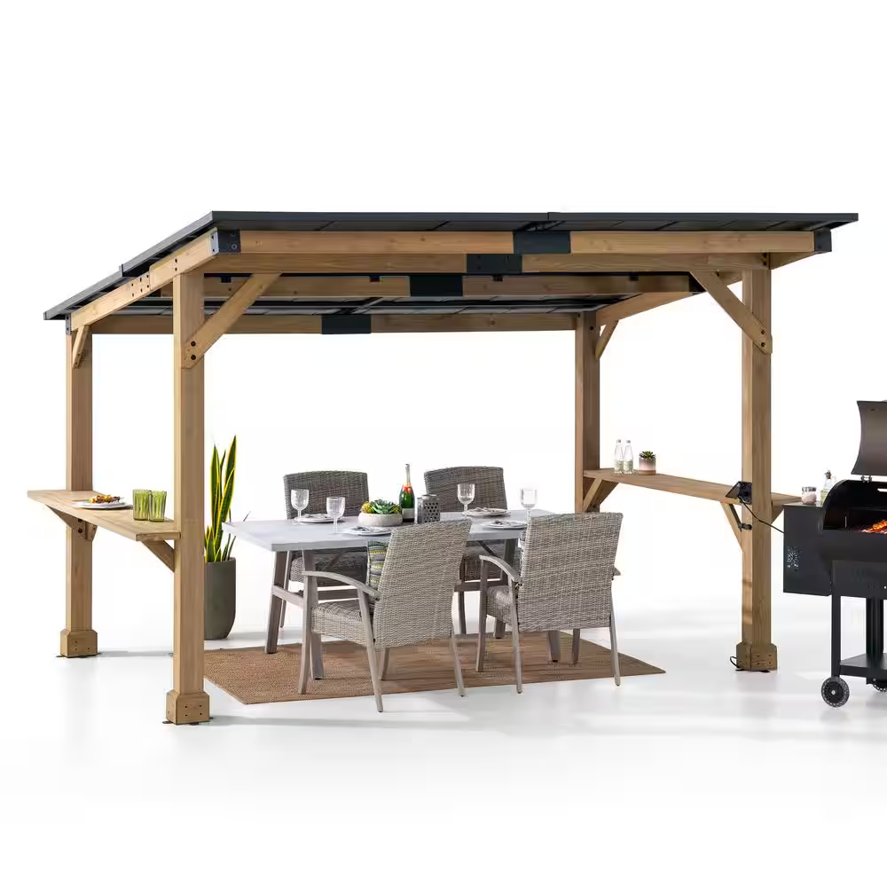 10 Ft. X 12 Ft. Gazebo, Outdoor Patio Wooden Frame Grill Gazebo Backyard BBQ