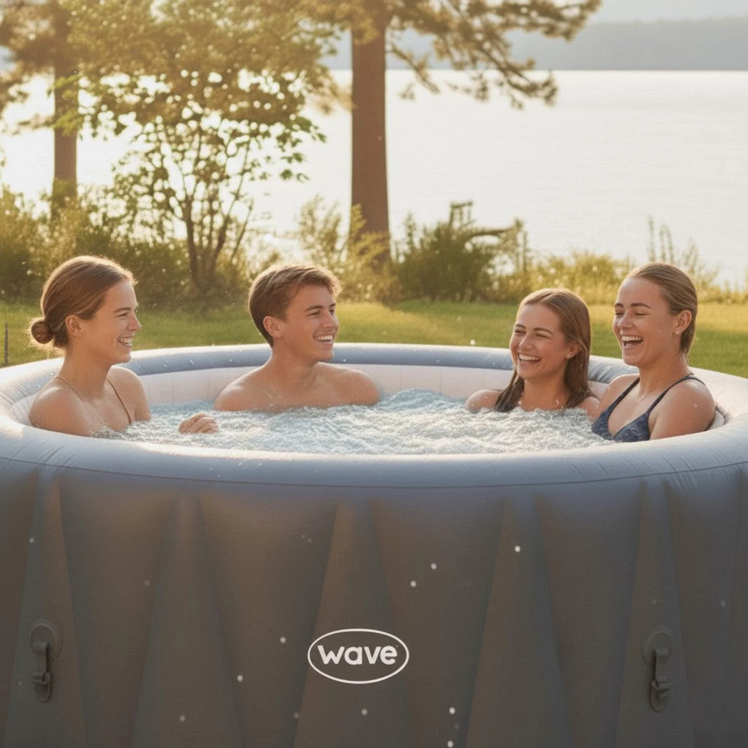 Atlantic 6 Person round Inflatable Hot Tub, Navy
