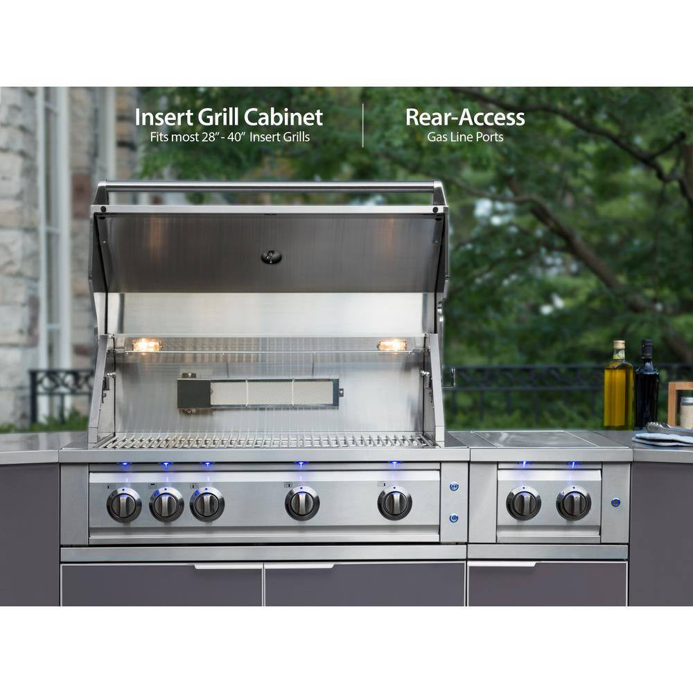 Aluminum Slate Gray 3-Piece 64 In. W X 36.5 In. H X 24 In. D 3-Piece Outdoor Kitchen Cabinet Set with Countertop