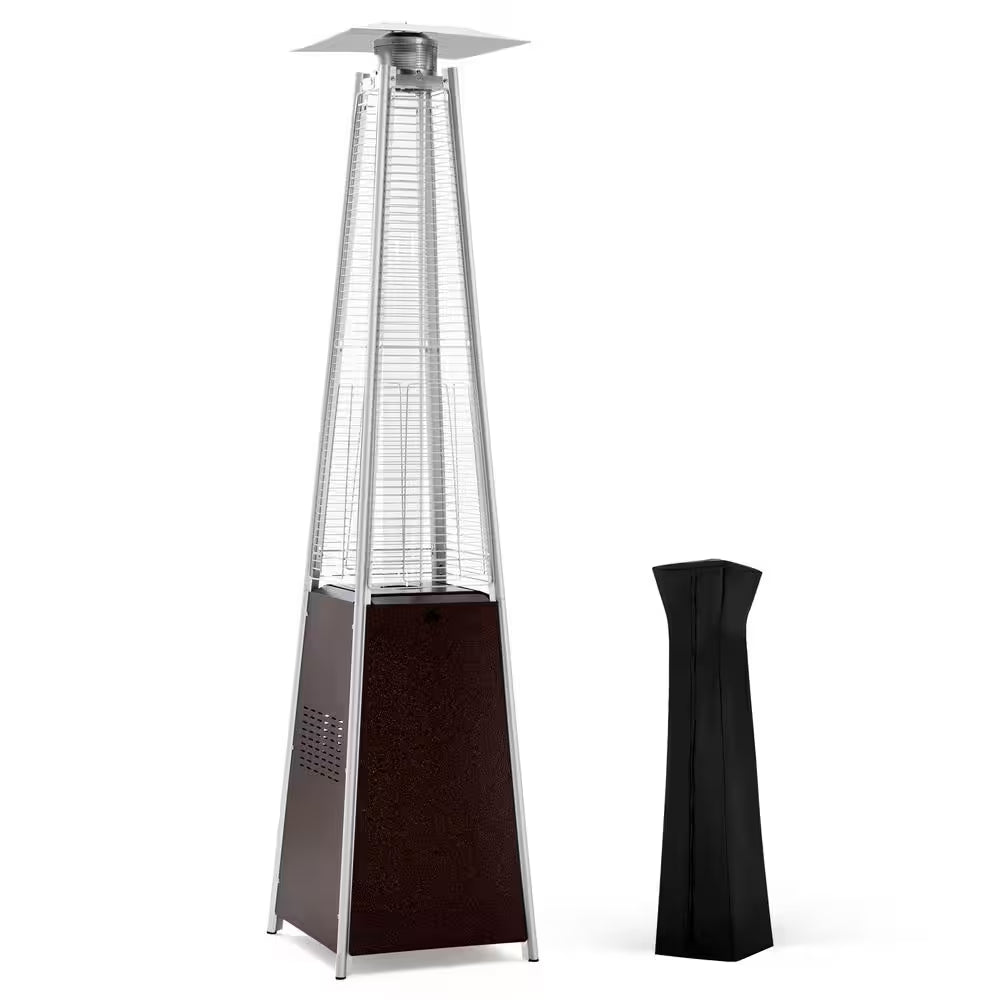 42,000 BTU Stainless Steel Pyramid Flame Propane Patio Heater with Wheels