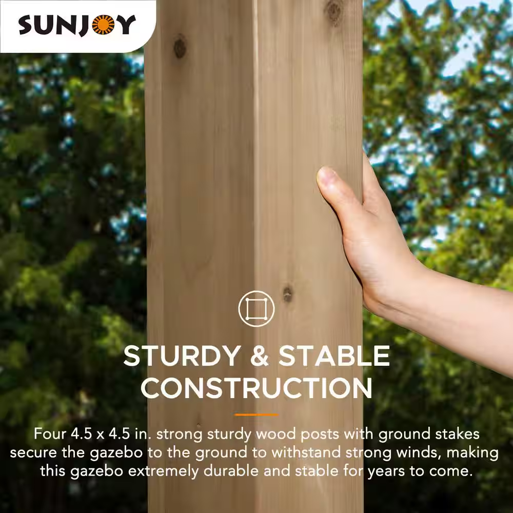 10 Ft. X 12 Ft. Gazebo, Outdoor Patio Wooden Frame Grill Gazebo Backyard BBQ