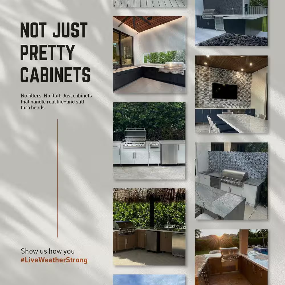 Miami Pitch Black 17-Piece 121.25 In. X 34.5 In. X 28 In. Outdoor Kitchen Cabinet Island Set