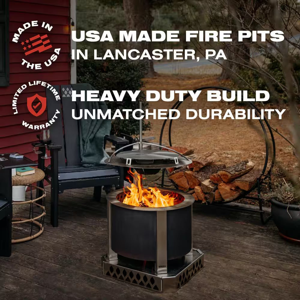 X Series 19 Smokeless Fire Pit - Heavy-Gauge Stainless Steel Material - Compatible W/ Cooking and Grilling- Corten Steel