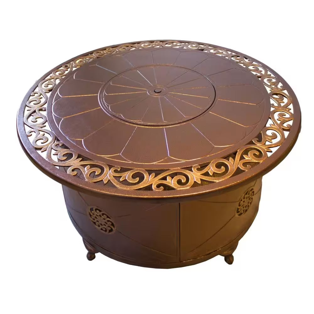 48 In. Aluminum round Decorative Firepit in Bronze