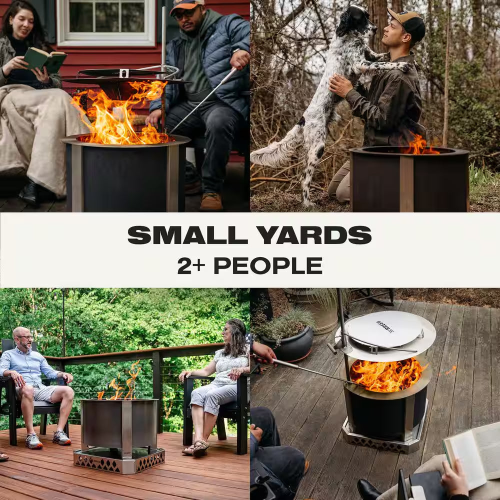 X Series 19 Smokeless Fire Pit - Heavy-Gauge Stainless Steel Material - Compatible W/ Cooking and Grilling- Corten Steel