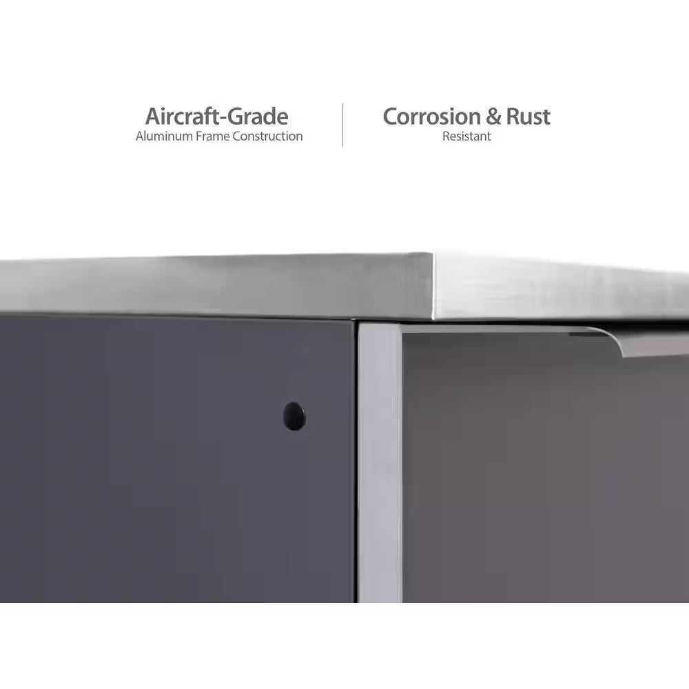 Aluminum Slate Gray 3-Piece 64 In. W X 36.5 In. H X 24 In. D 3-Piece Outdoor Kitchen Cabinet Set with Countertop