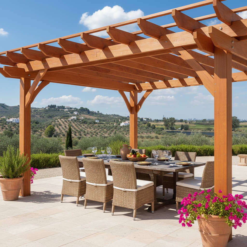 12 Ft. W X 10 Ft. D Solid Wood Pergola