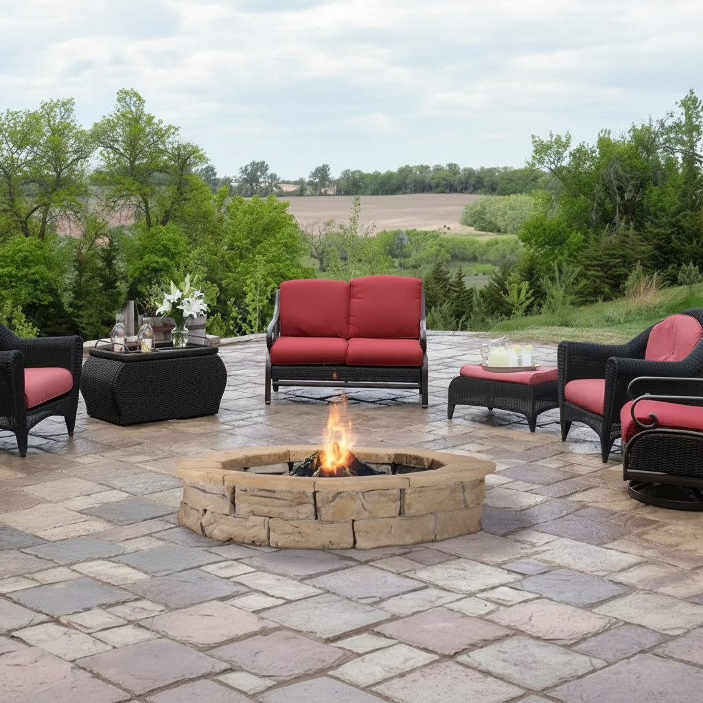44 In. Fossill Brown round Fire Pit Kit