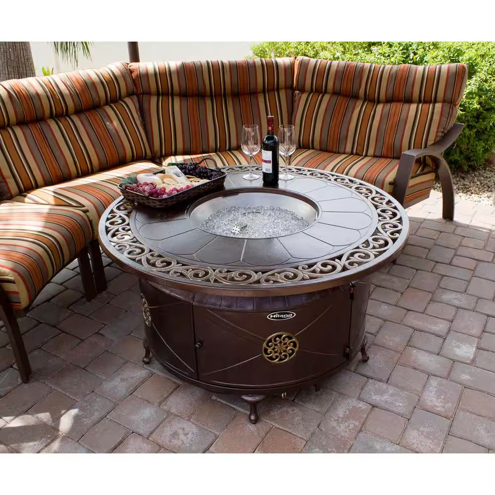 48 In. Aluminum round Decorative Firepit in Bronze