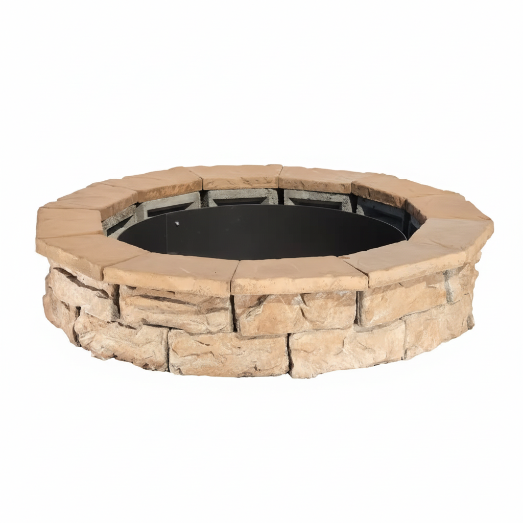 44 In. Fossill Brown round Fire Pit Kit