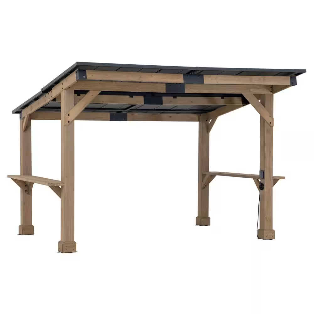 10 Ft. X 12 Ft. Gazebo, Outdoor Patio Wooden Frame Grill Gazebo Backyard BBQ